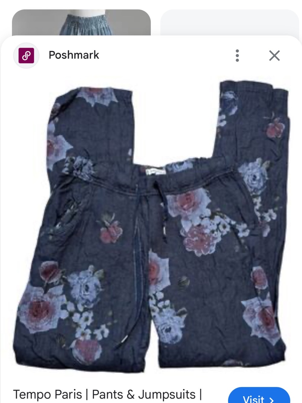 Tempo Paris M linen Women's Floral Print Black Linen-Blend Casual Jeans